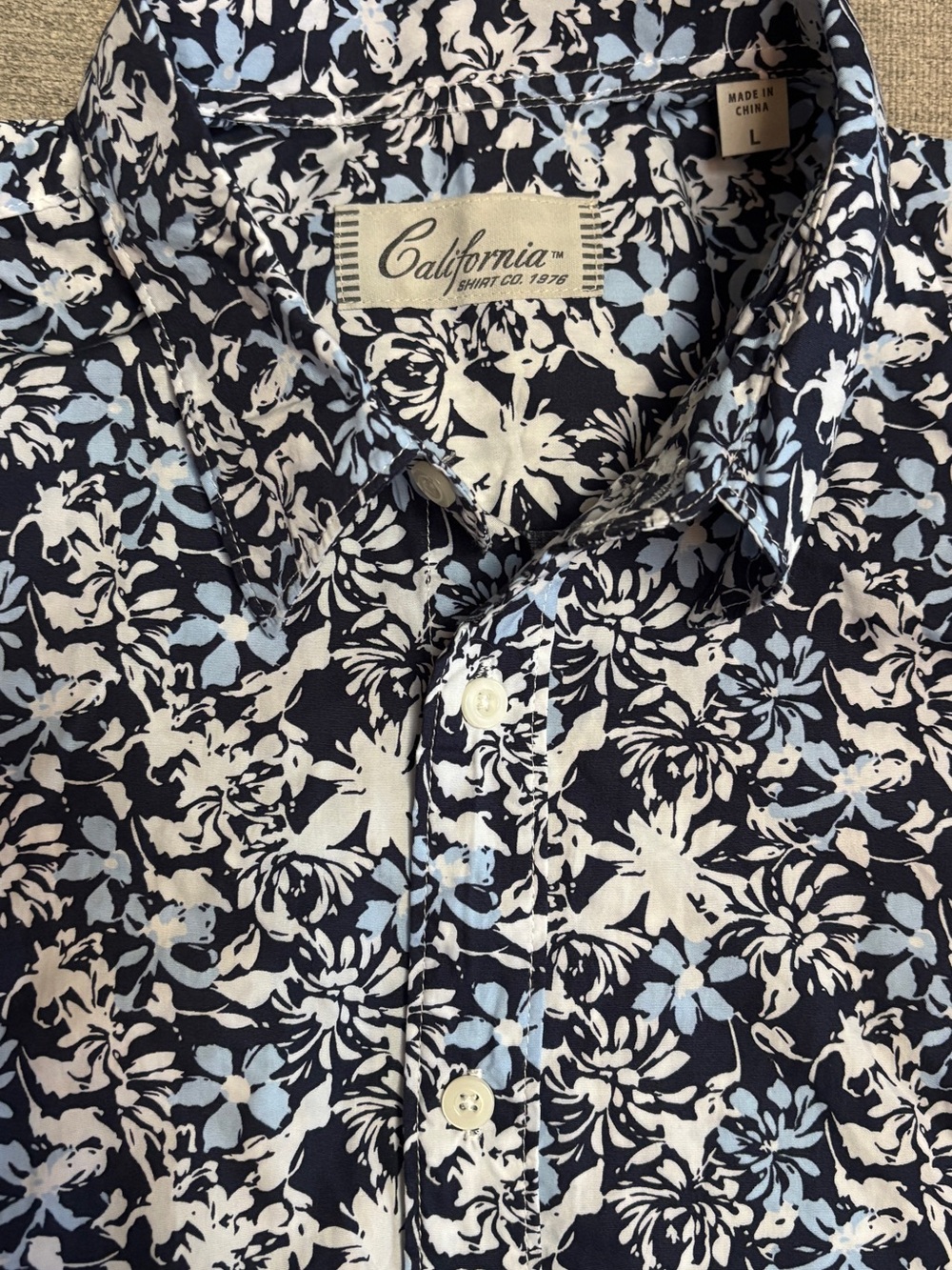 Navy Floral Button-Down Shirt